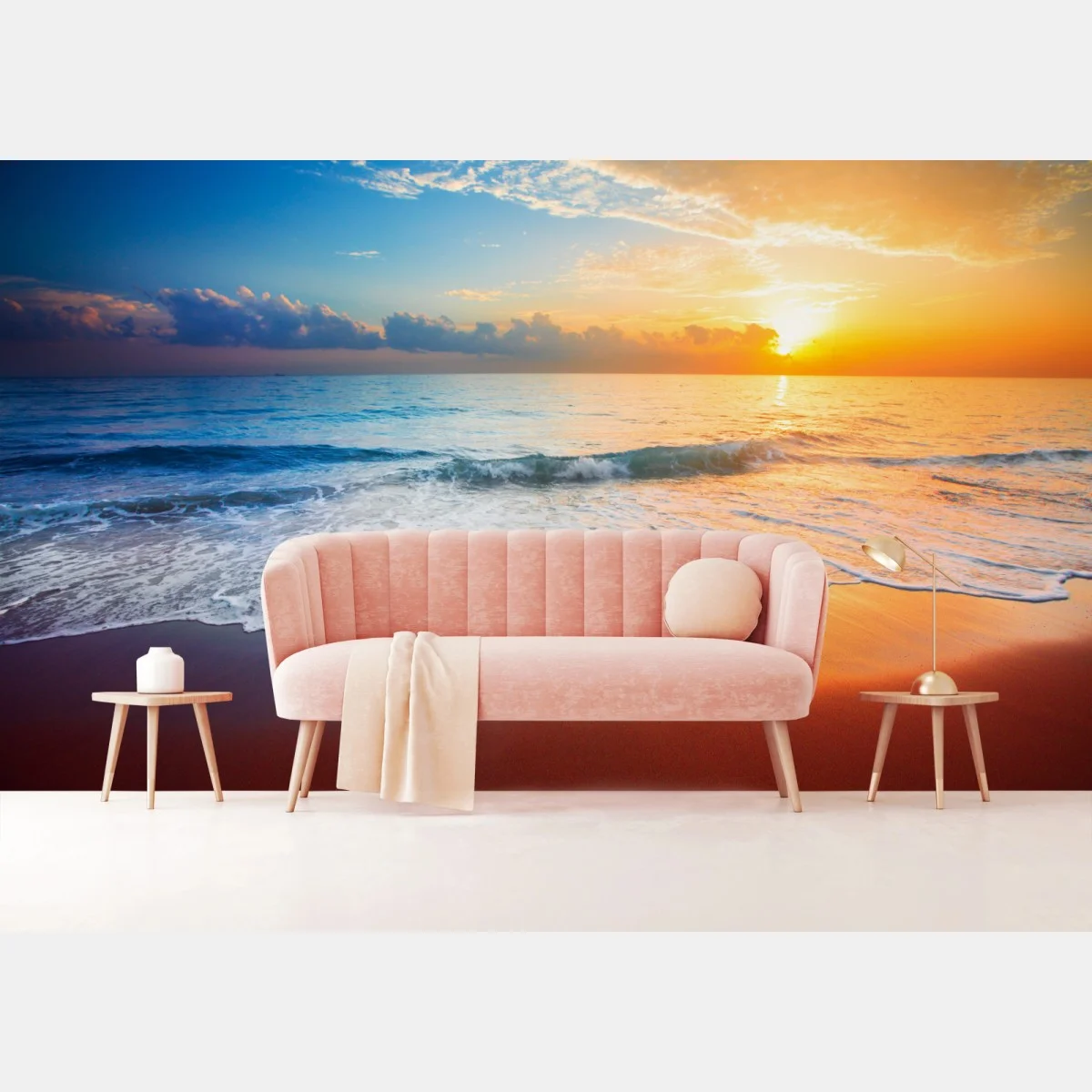 Papier peint coucher de soleil sur une plage tranquille – Wallnifity® Papier peint coucher de soleil sur une plage tranquille – Wallnifity®