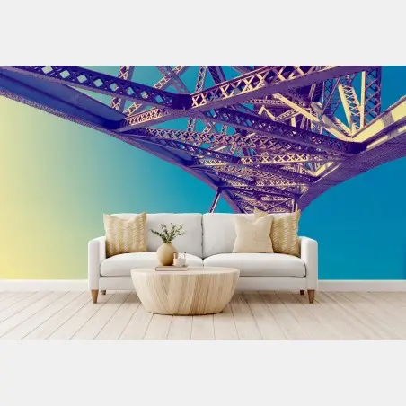 Papier peint structure métallique en perspective pour décoration murale – Wallnifity®