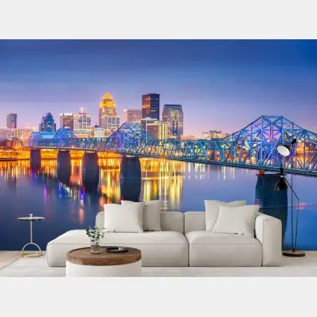 Papier peint panorama nocturne de Louisville sur l'Ohio – Wallnifity®