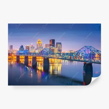 Papier peint panorama nocturne de Louisville sur l'Ohio – Wallnifity®