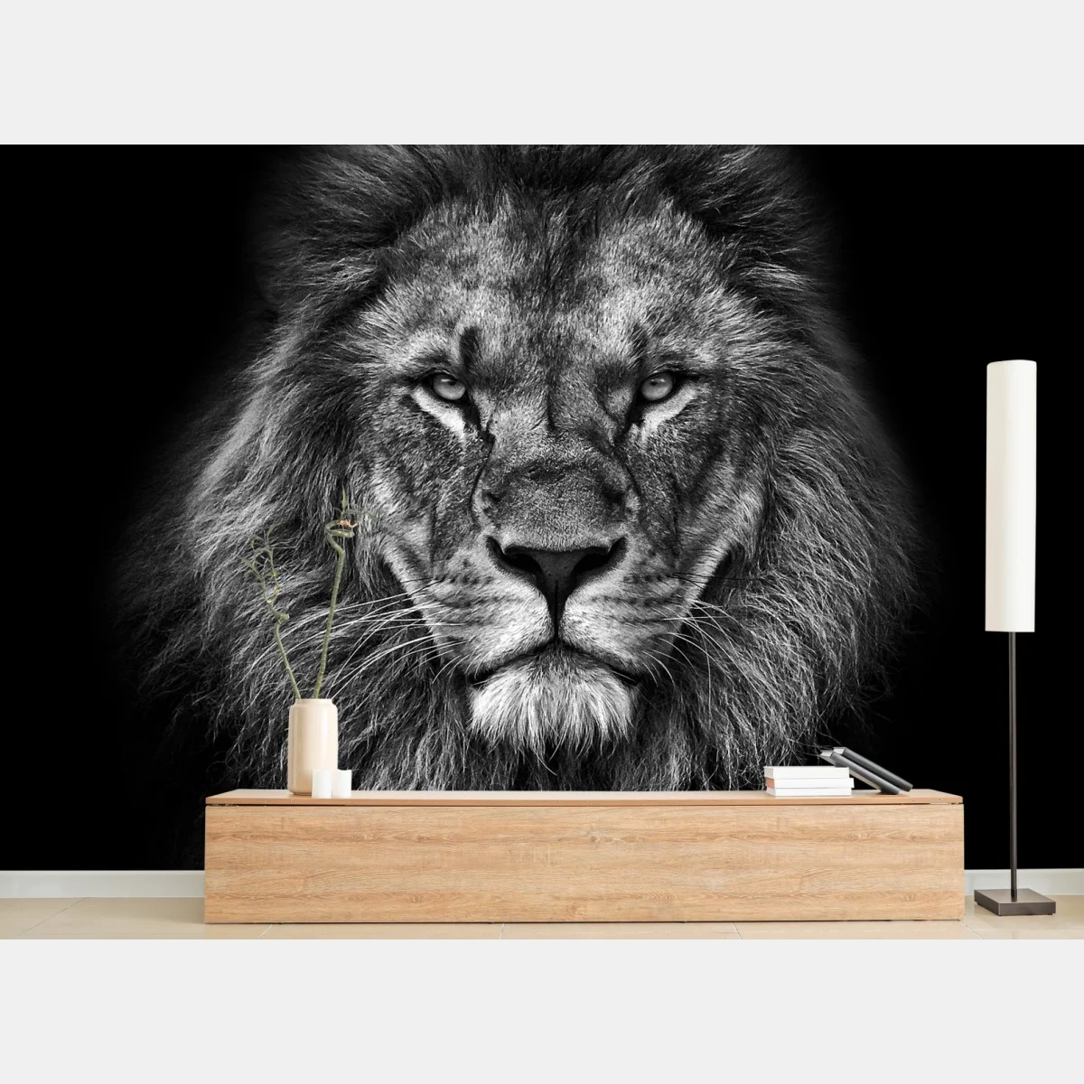Papier peint regard de lion majestueux en noir et blanc – Wallnifity® Papier peint regard de lion majestueux en noir et blanc – Wallnifity®