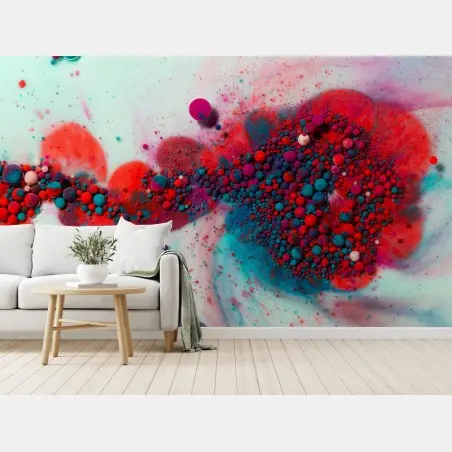 Papier peint vagues marbrées fuchsia et turquoise – Wallnifity®
