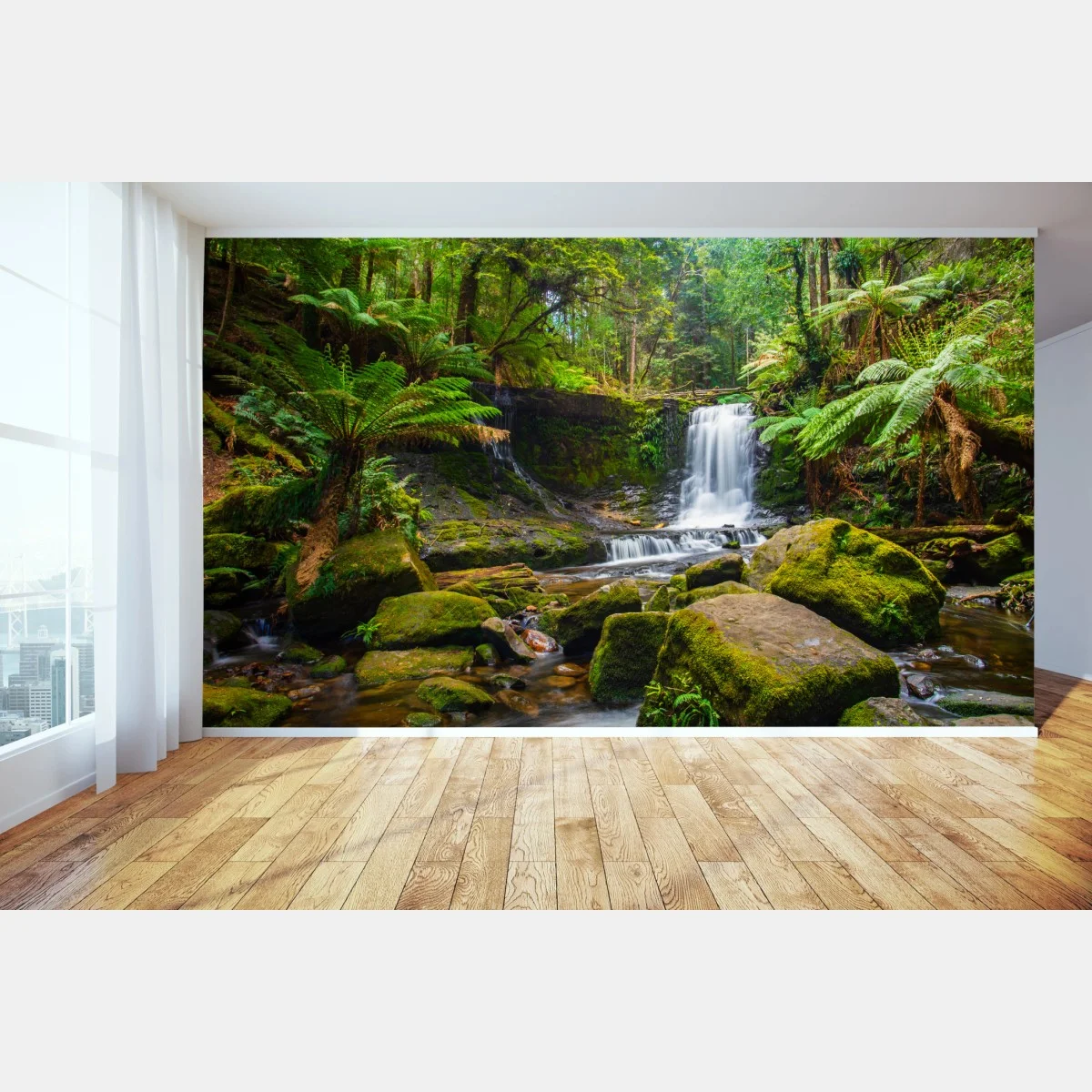 Papier peint cascade tranquille au cœur d'une forêt verdoyante – Wallnifity® Papier peint cascade tranquille au cœur d'une forêt verdoyante – Wallnifity®