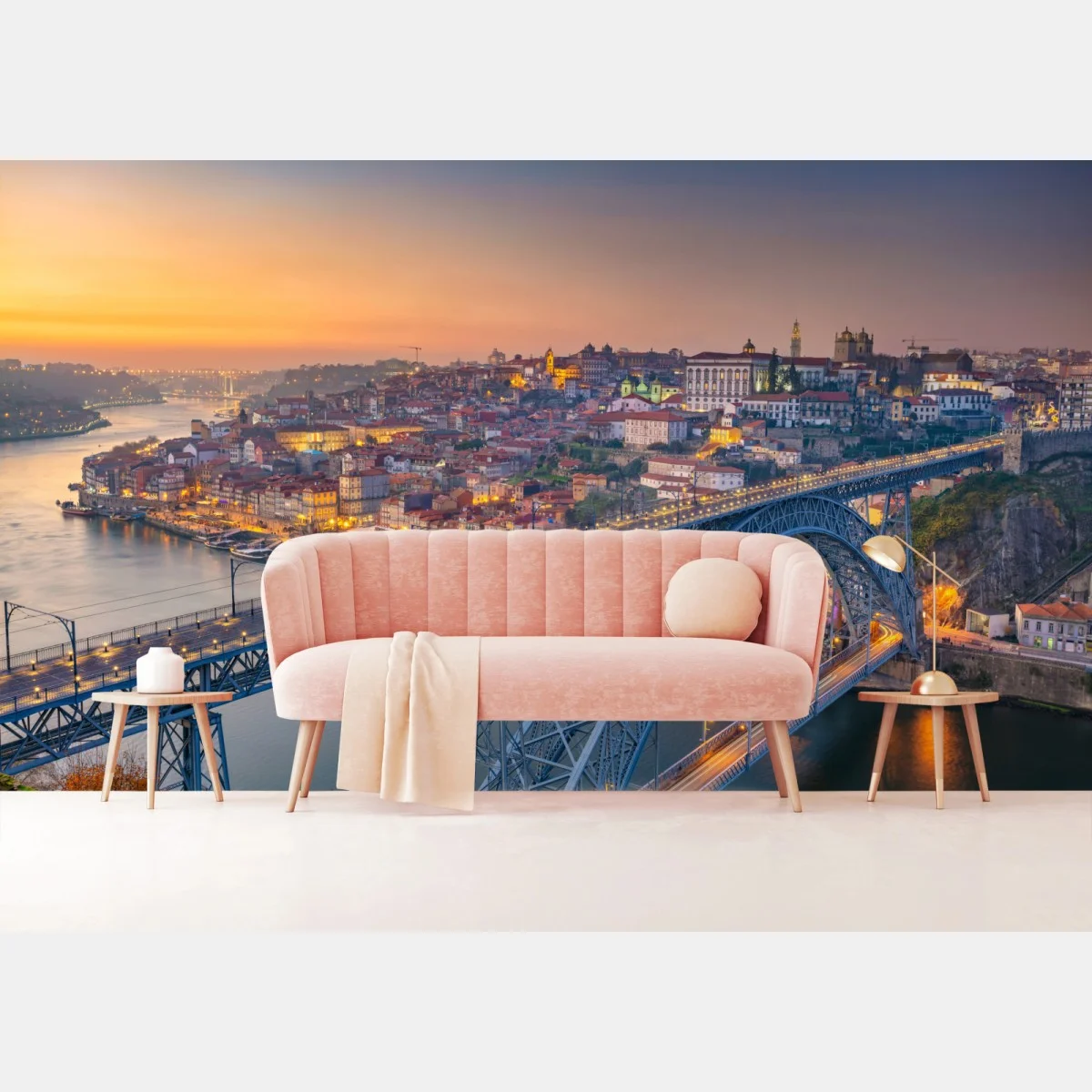 Papier peint coucher de soleil sur Porto et le pont Dom Luís – Wallnifity® Papier peint coucher de soleil sur Porto et le pont Dom Luís – Wallnifity®