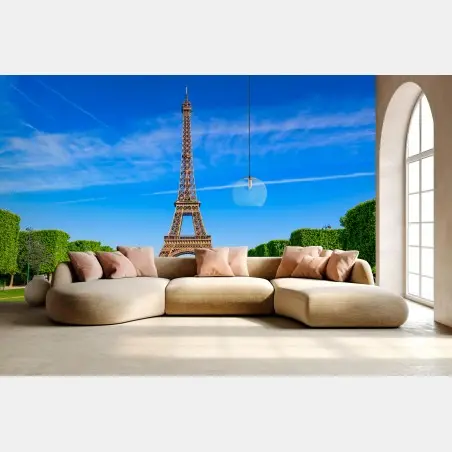 Papier peint vue emblématique de la Tour Eiffel au Champ de Mars – Wallnifity®