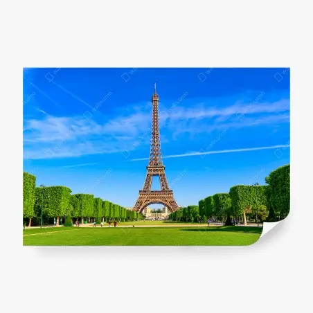 Papier peint vue emblématique de la Tour Eiffel au Champ de Mars – Wallnifity®