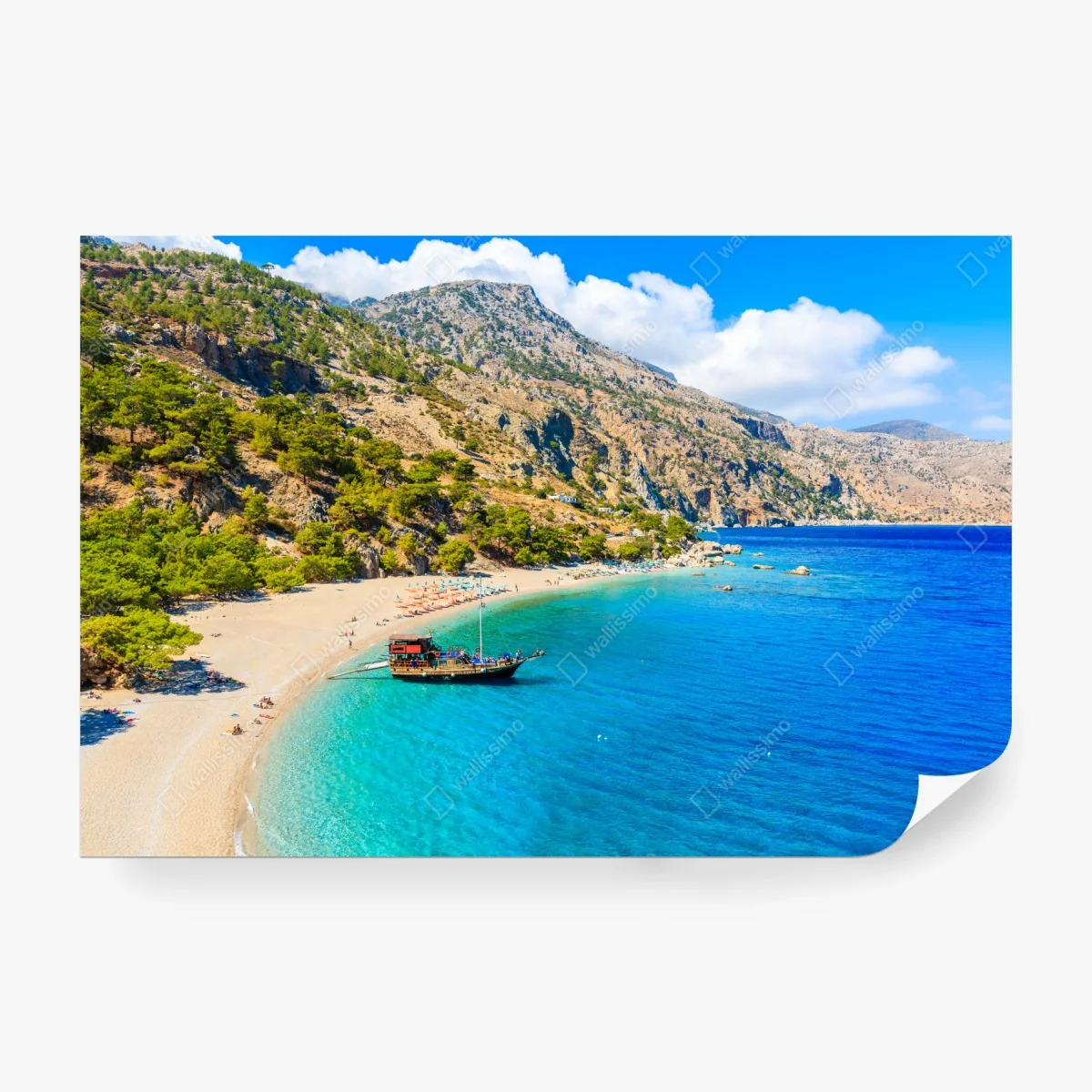 Papier peint plage paradisiaque d'Apella, Karpathos – Wallnifity®