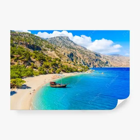Papier peint plage paradisiaque d'Apella, Karpathos – Wallnifity®