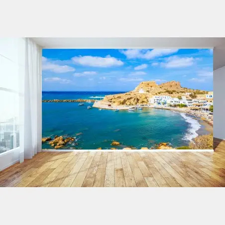 Papier peint paysage côtier de Finiki, Karpathos, Grèce – Wallnifity®