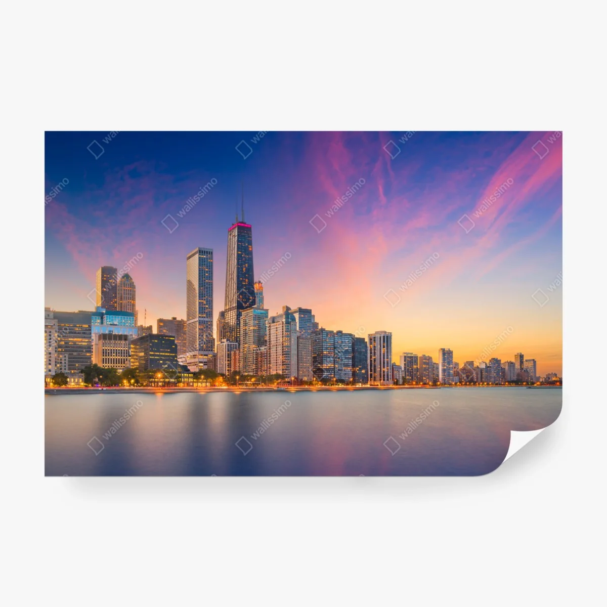 Papier peint skyline de Chicago au coucher du soleil – Wallnifity® Papier peint skyline de Chicago au coucher du soleil – Wallnifity®
