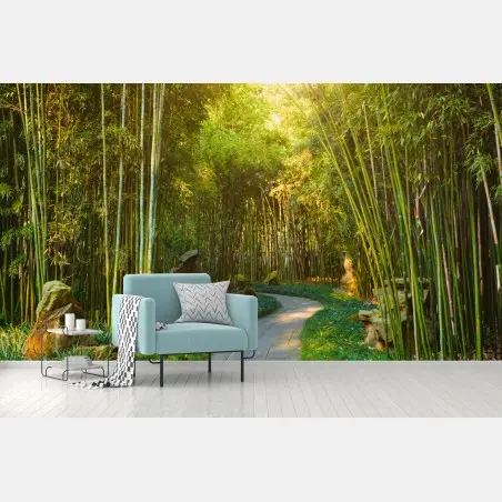 Papier peint sentier paisible dans une forêt de bambous – Wallnifity®