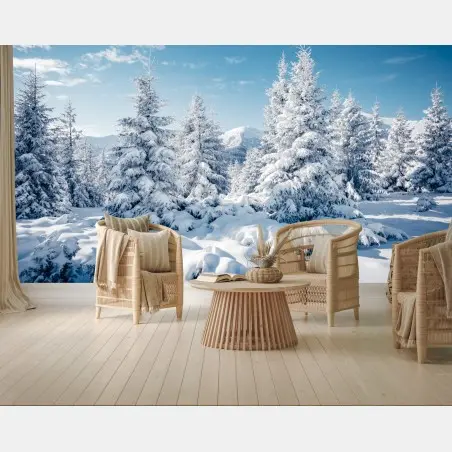 Papier peint forêt enneigée des Carpates – Wallnifity®