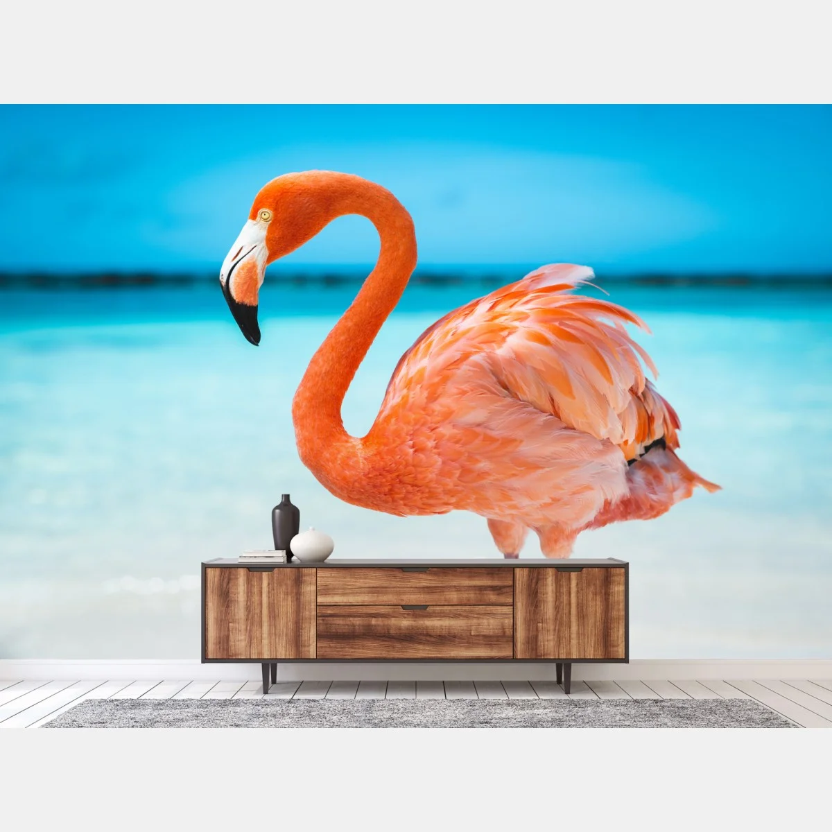 Papier peint flamant rose au bord de l'océan – Wallnifity® Papier peint flamant rose au bord de l'océan – Wallnifity®