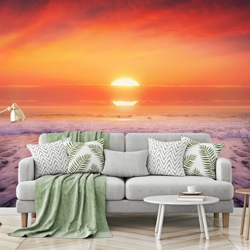 Papier peint coucher de soleil sur la plage – Wallnifity® Papier peint coucher de soleil sur la plage – Wallnifity®