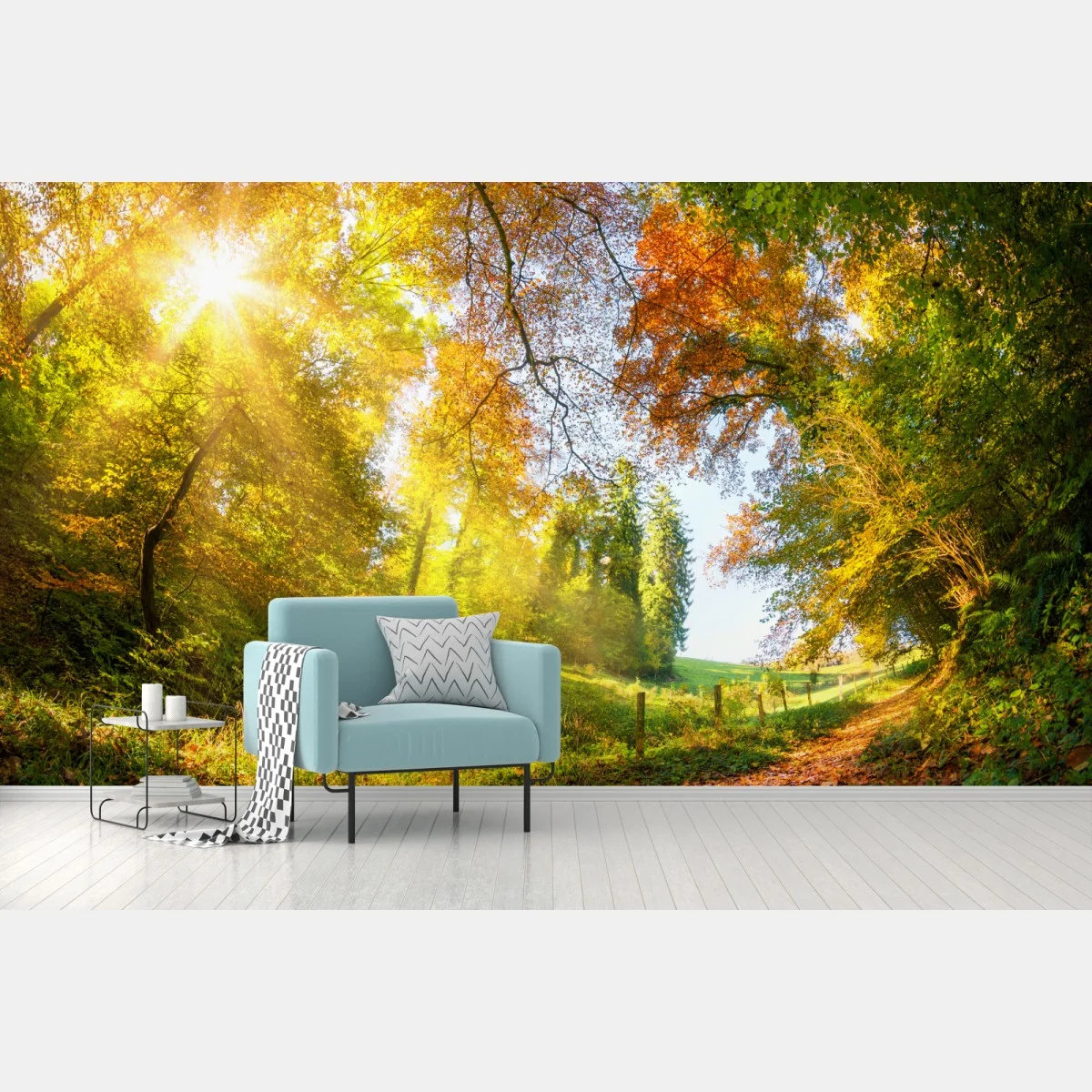 Papier peint promenade en forêt aux couleurs d'automne – Wallnifity® Papier peint promenade en forêt aux couleurs d'automne – Wallnifity®