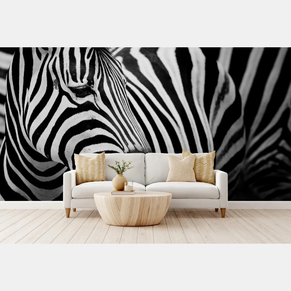 Papier peint élégance rayée : portrait de zèbre en noir et blanc – Wallnifity® Papier peint élégance rayée : portrait de zèbre en noir et blanc – Wallnifity®