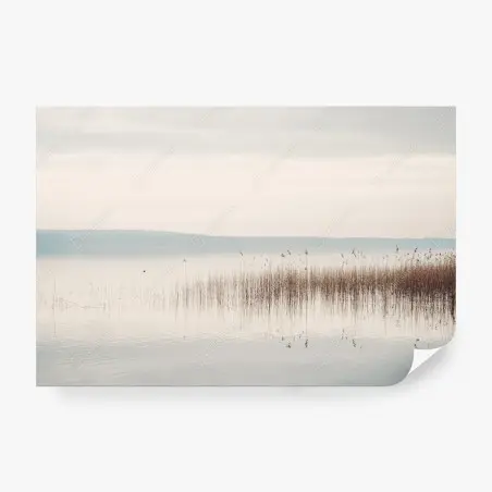 Papier peint brume sur le lac et roseaux – Wallnifity®