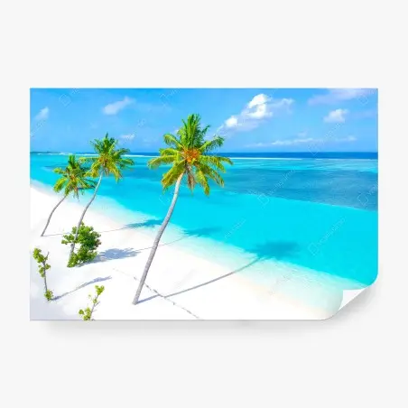 Papier peint évasion tropicale: palmiers et océan turquoise – Wallnifity®