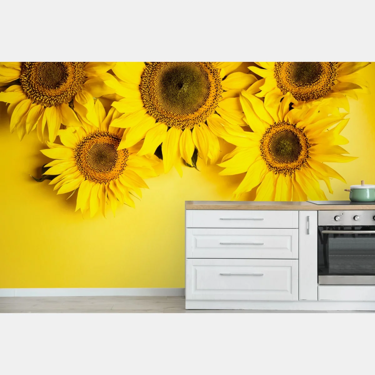 Papier peint bouquet de tournesols sur fond jaune – Wallnifity® Papier peint bouquet de tournesols sur fond jaune – Wallnifity®
