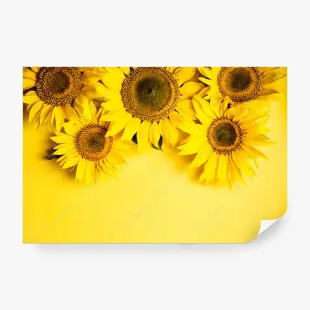 Papier peint bouquet de tournesols sur fond jaune – Wallnifity®