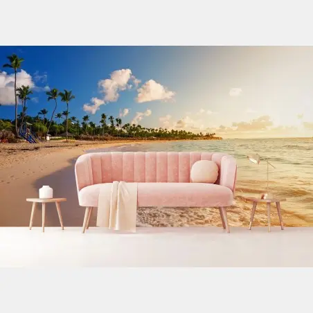 Papier peint coucher de soleil tropical sur la plage – Wallnifity®