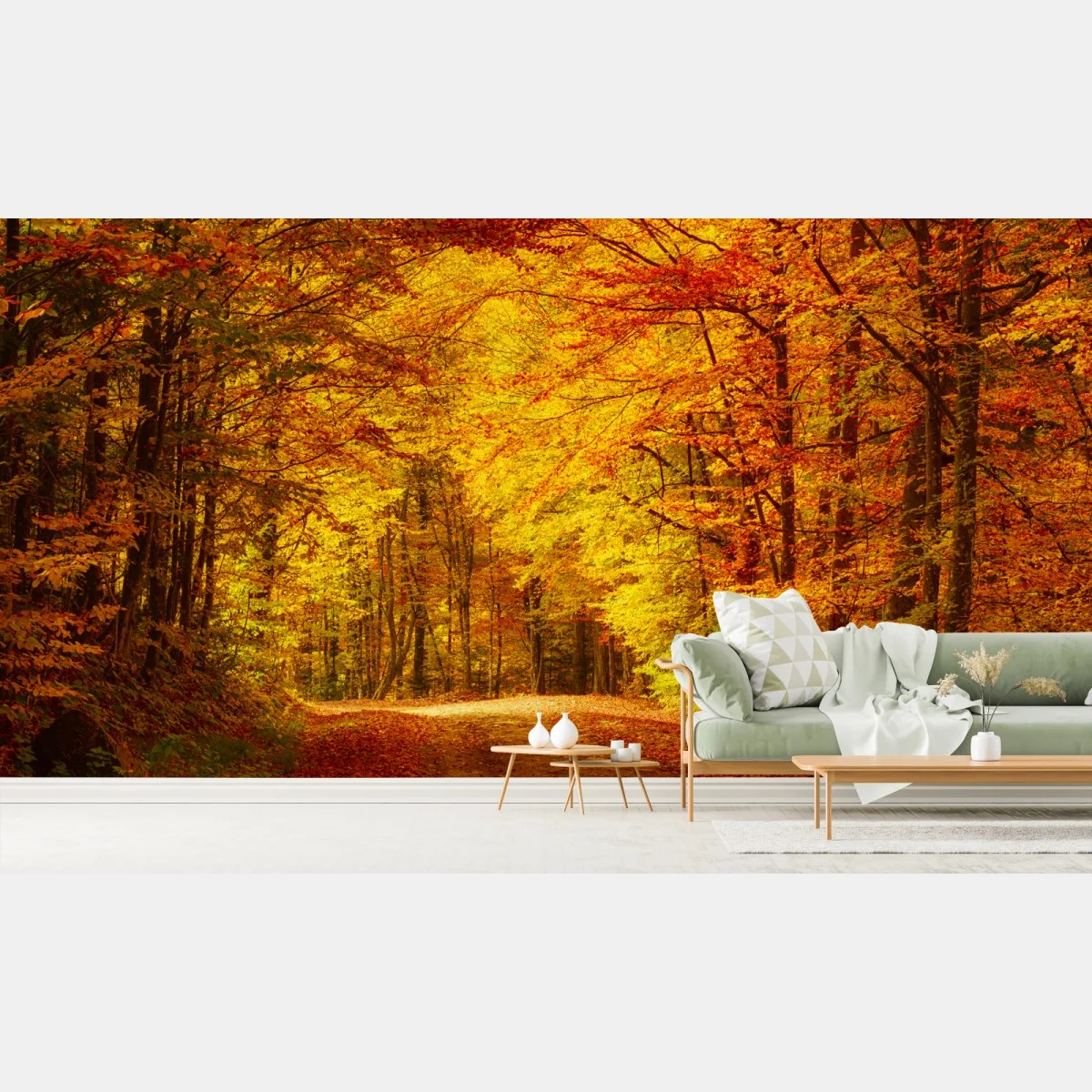 Papier peint allée d'automne dorée – Wallnifity® Papier peint allée d'automne dorée – Wallnifity®