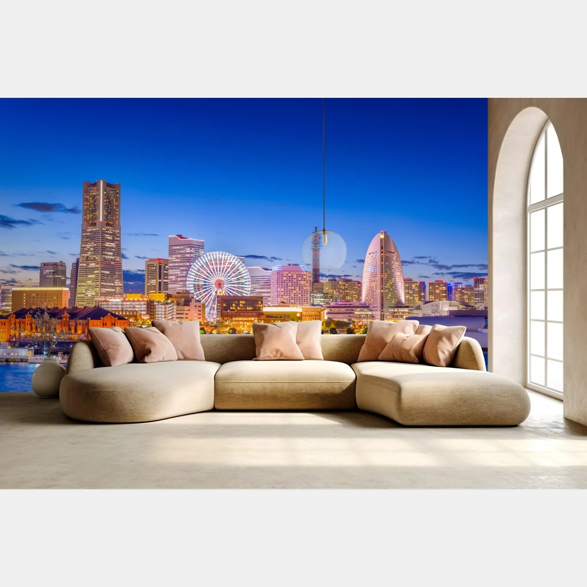 Papier peint coucher de soleil sur la baie de Yokohama – Wallnifity® Papier peint coucher de soleil sur la baie de Yokohama – Wallnifity®