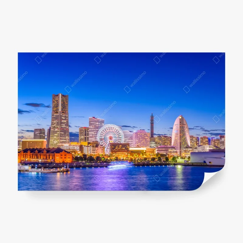 Papier peint coucher de soleil sur la baie de Yokohama – Wallnifity® Papier peint coucher de soleil sur la baie de Yokohama – Wallnifity®