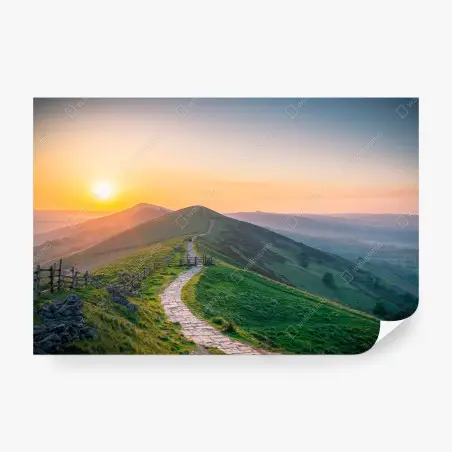 Papier peint sentier doré au sommet des collines – Wallnifity®
