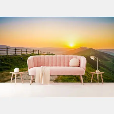 Papier peint sentier de crête au coucher de soleil – Wallnifity®