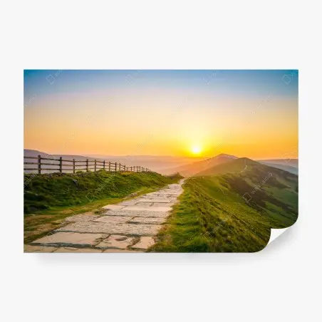 Papier peint sentier de crête au coucher de soleil – Wallnifity®