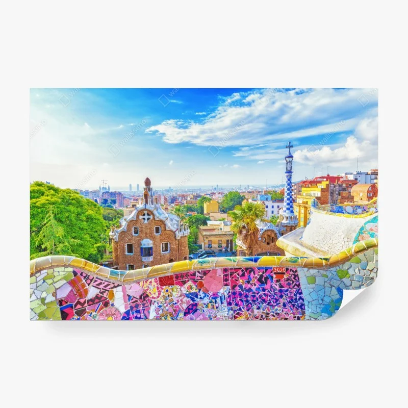 Papier peint panorama coloré du Parc Güell à Barcelone – Wallnifity® Papier peint panorama coloré du Parc Güell à Barcelone – Wallnifity®