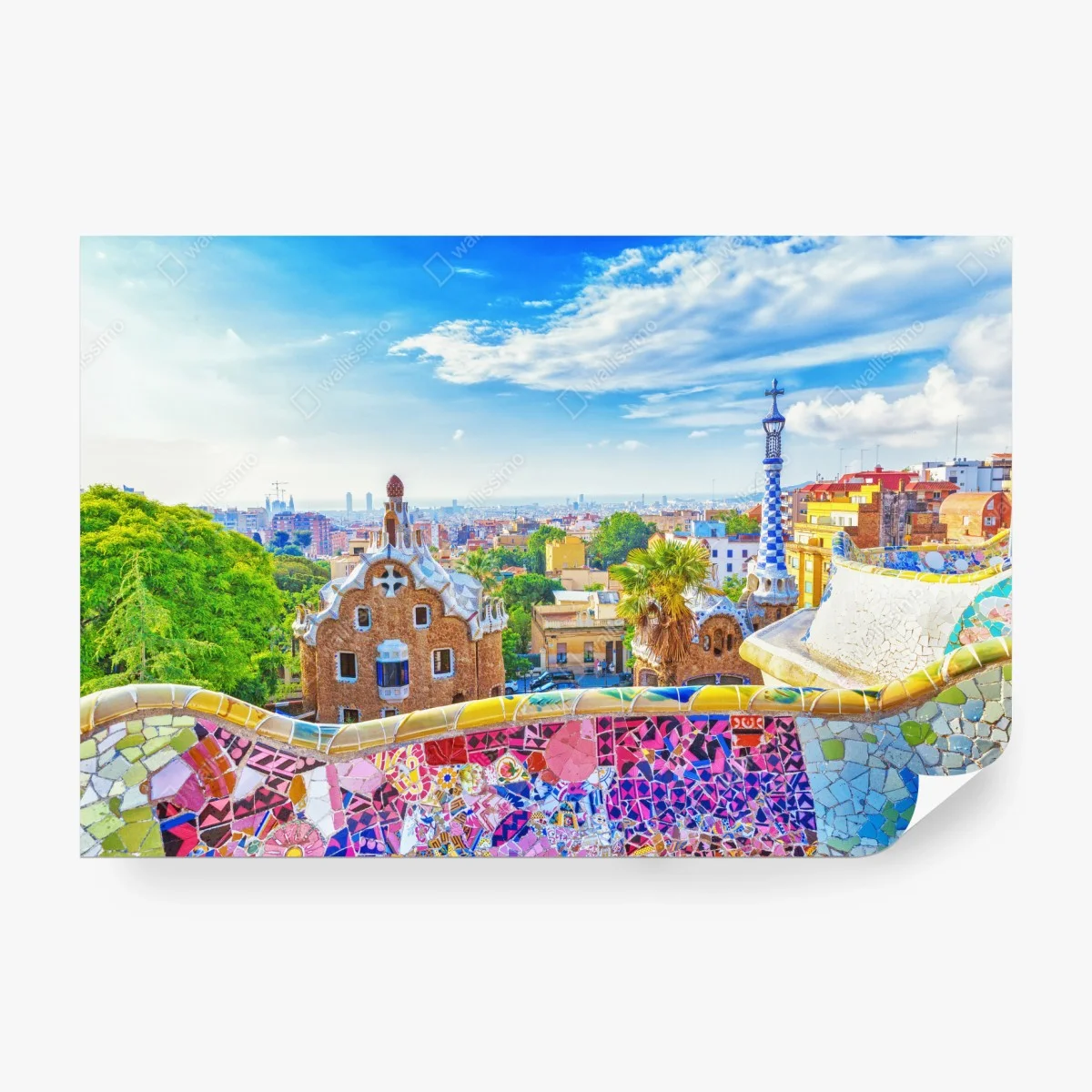 Papier peint panorama coloré du Parc Güell à Barcelone – Wallnifity® Papier peint panorama coloré du Parc Güell à Barcelone – Wallnifity®