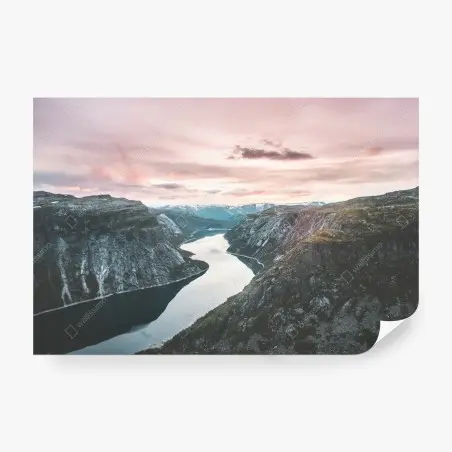 Papier peint fjord tranquille au coucher de soleil – Wallnifity®
