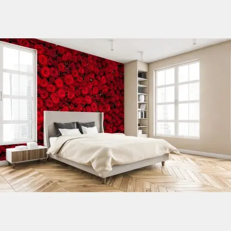 Papier peint mur de roses rouges intenses – Wallnifity®