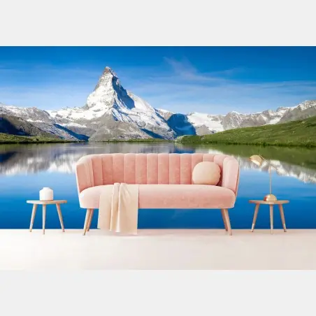 Papier peint reflet du Cervin sur un lac alpin – Wallnifity®