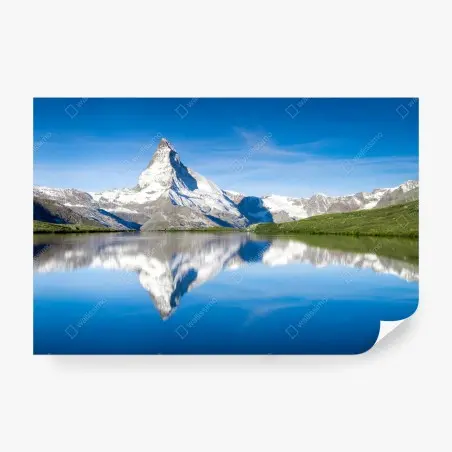 Papier peint reflet du Cervin sur un lac alpin – Wallnifity®