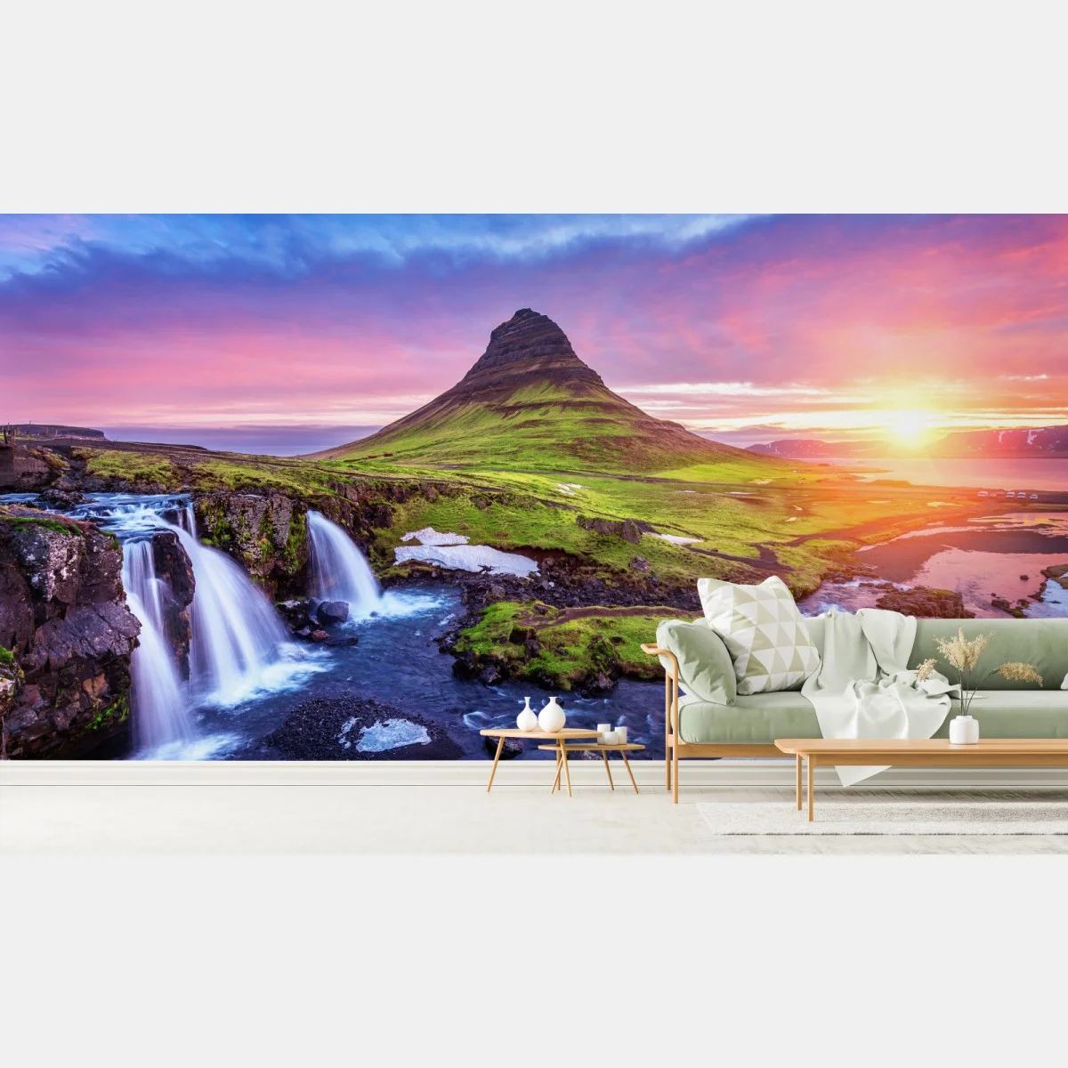Papier peint lever de soleil sur Kirkjufell en Islande – Wallnifity® Papier peint lever de soleil sur Kirkjufell en Islande – Wallnifity®