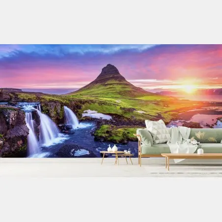 Papier peint lever de soleil sur Kirkjufell en Islande – Wallnifity®