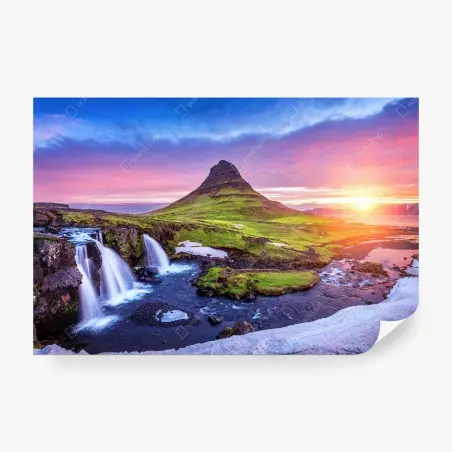 Papier peint lever de soleil sur Kirkjufell en Islande – Wallnifity®