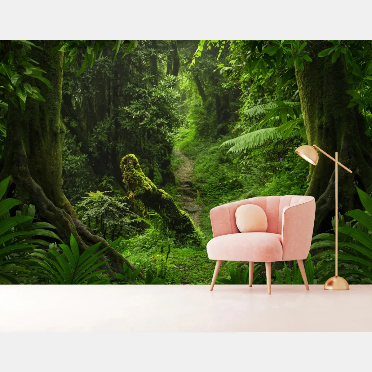 Papier peint sentier moussu dans une forêt luxuriante – Wallnifity® Papier peint sentier moussu dans une forêt luxuriante – Wallnifity®