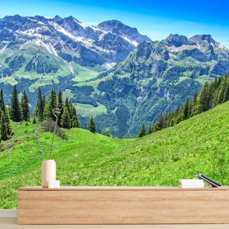 Papier peint panorama estival des Alpes Suisses à Engelberg – Wallnifity® Papier peint panorama estival des Alpes Suisses à Engelberg – Wallnifity®