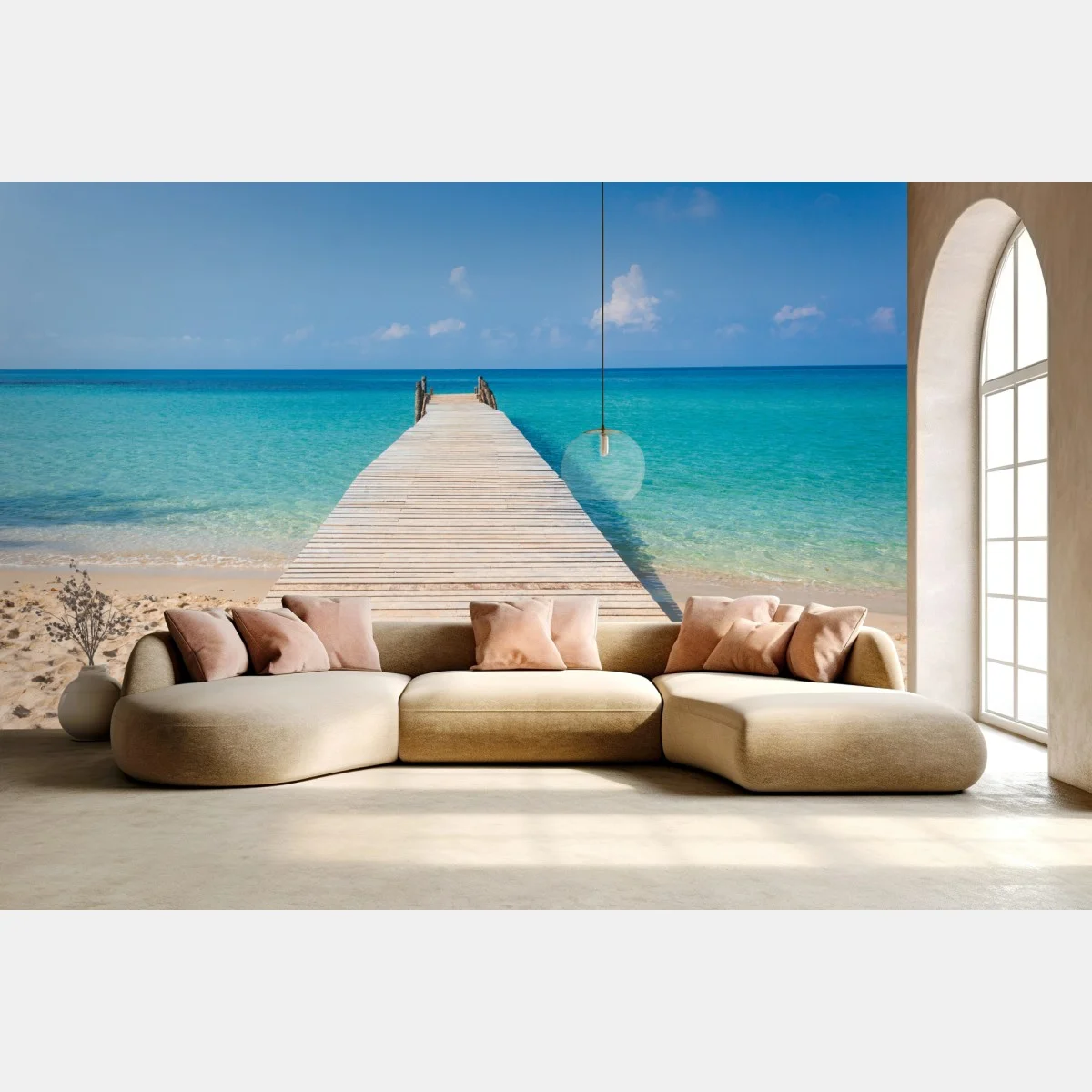 Papier peint ponton en bois sur plage tropicale – Wallnifity® Papier peint ponton en bois sur plage tropicale – Wallnifity®