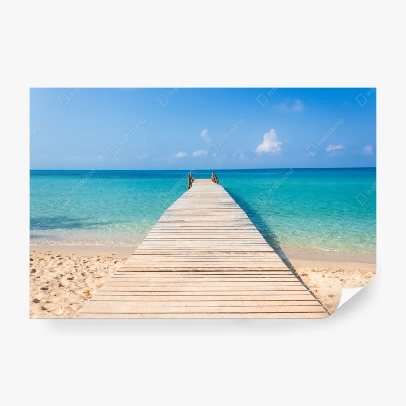 Papier peint ponton en bois sur plage tropicale – Wallnifity® Papier peint ponton en bois sur plage tropicale – Wallnifity®