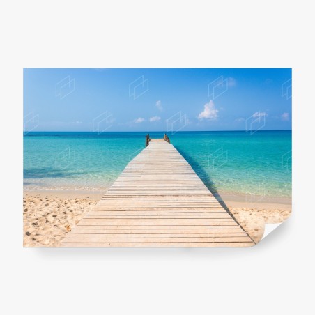 Papier peint ponton en bois sur plage tropicale – Wallnifity®
