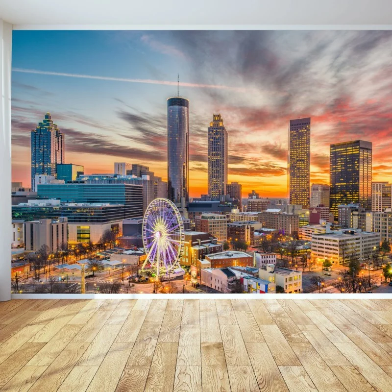 Papier peint crépuscule urbain à Atlanta – Wallnifity® Papier peint crépuscule urbain à Atlanta – Wallnifity®