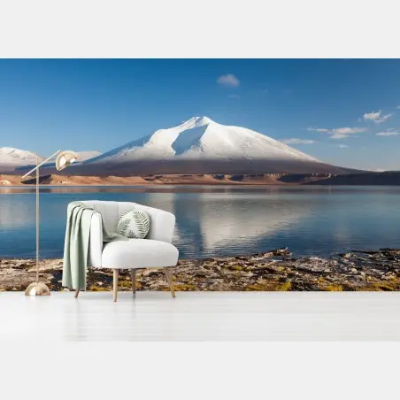Papier peint reflet serein du volcan dans le désert d'Atacama – Wallnifity®