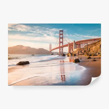 Papier peint coucher de soleil au pied du Golden Gate – Wallnifity®