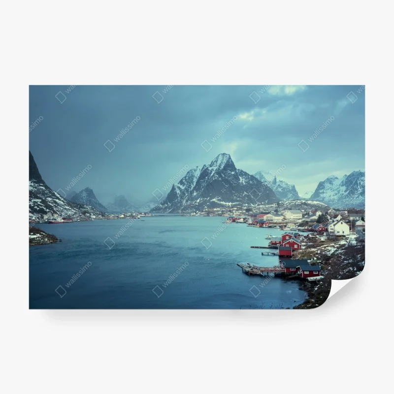 Papier peint crépuscule hivernal à Reine, îles Lofoten, Norvège – Wallnifity® Papier peint crépuscule hivernal à Reine, îles Lofoten, Norvège – Wallnifity®