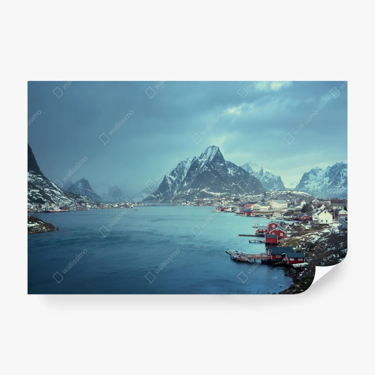 Papier peint crépuscule hivernal à Reine, îles Lofoten, Norvège – Wallnifity® Papier peint crépuscule hivernal à Reine, îles Lofoten, Norvège – Wallnifity®